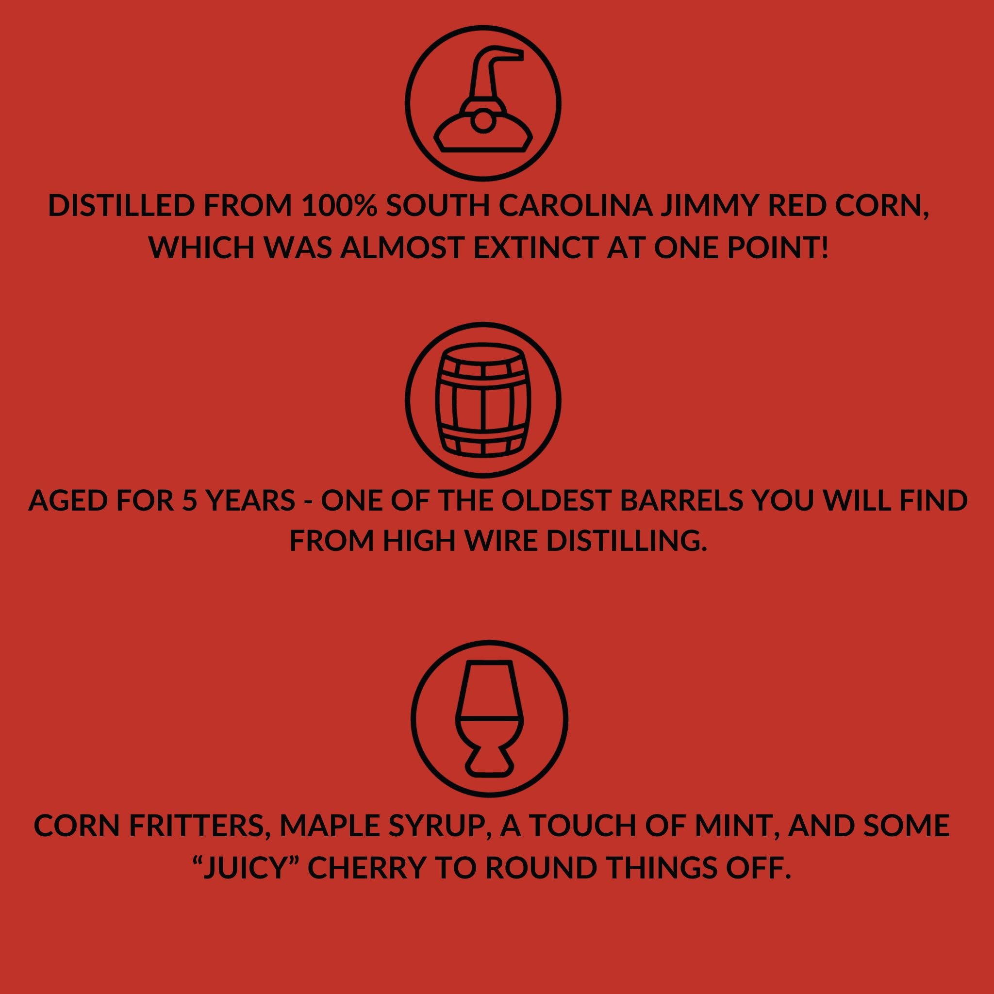 5-Year South Carolina 100% Jimmy Red Bourbon Featuring High Wire Distilling