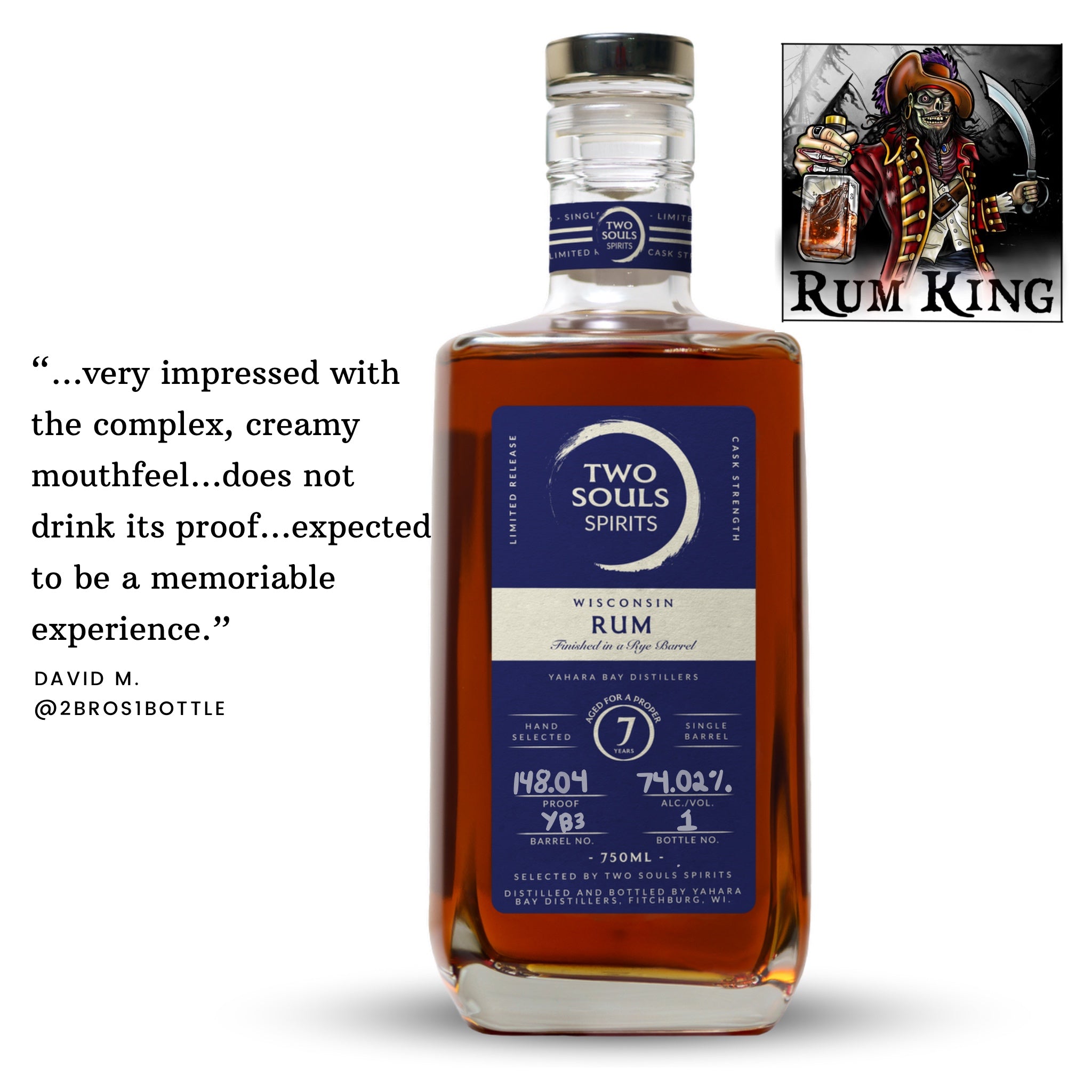 7-Year Wisconsin Rye Cask Finished Rum Featuring Yahara Bay Distillers