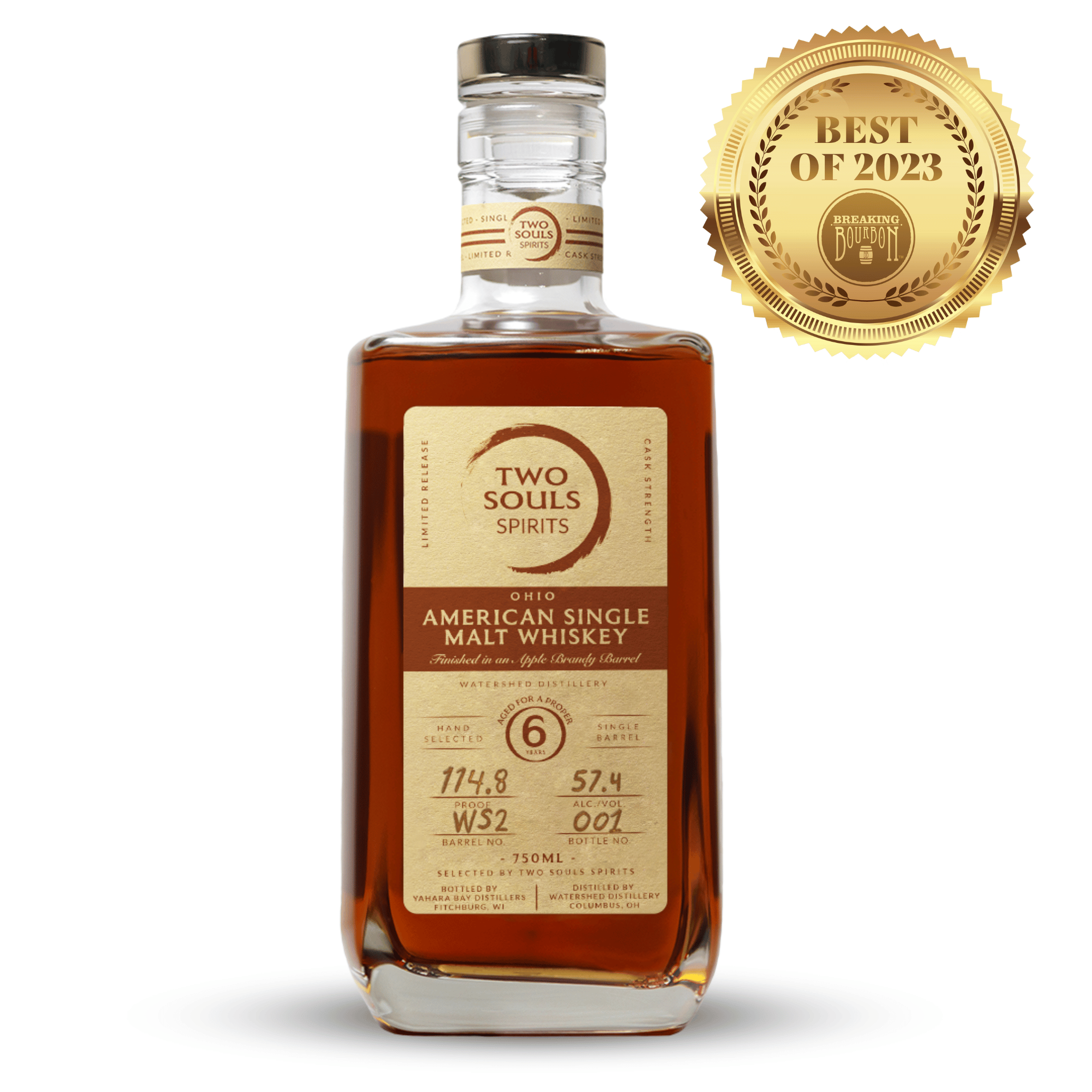 6-Year Ohio American Single Malt Apple Brandy Finished Whiskey Featuring Watershed Distillery